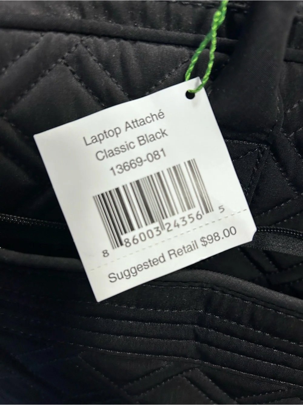Vera Bradley Black Quilted Laptop Tote